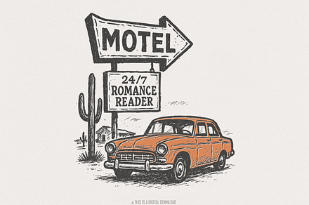 24/7 Romance Reader Motel PNG