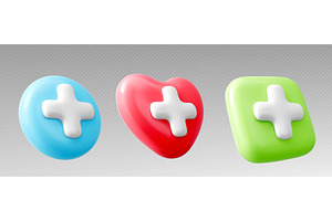 3D plus health glossy icons, an Object Illustration by art PVP - market
