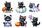 Nursery Halloween Black Cat Clipart, an Illustration by Daily.Designs (Thumbnail 4 of 5)