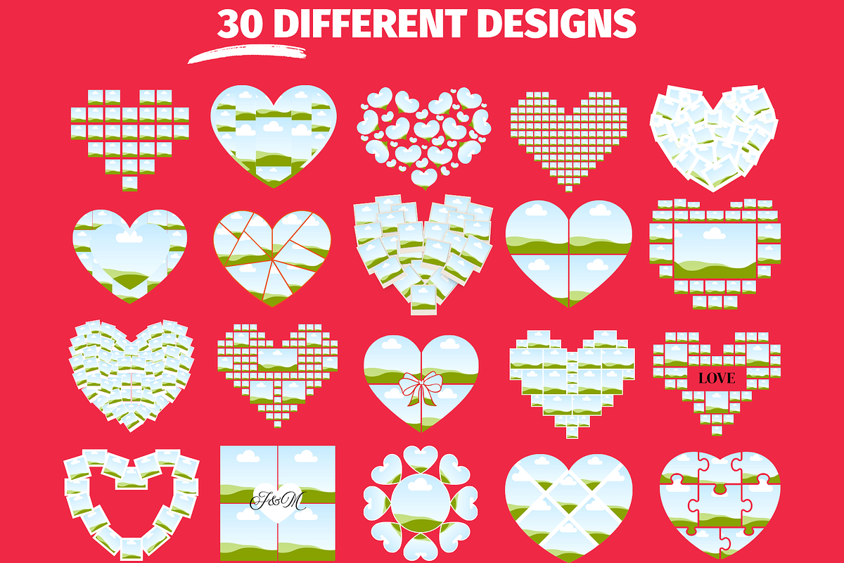 Heart Photo Collage Canva Template, a Social Media Template by GraphiCarola (Photo 2 of 15)