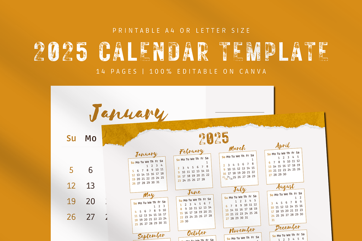 2025 CALENDAR CANVA TEMPLATE, a Stationery Template by The Little Lily Studio (Photo 1 of 5)