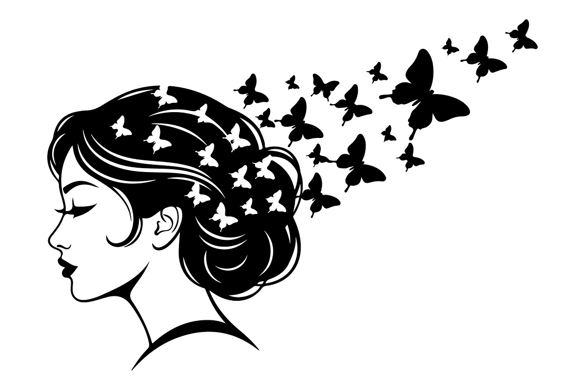 Woman Butterfly Hair Silhouette, an Object Illustration by yasushie (Photo 17 of 31)