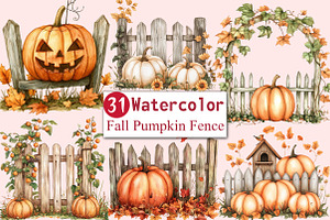 Fall Pumpkin Fence Clipart, an Illustration by CitraGraphics