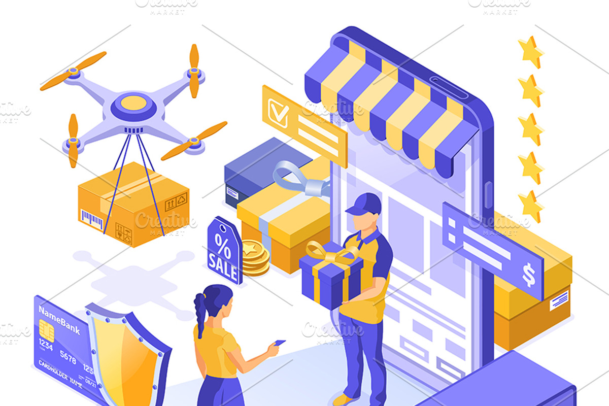 Online Internet Shopping Delivery, a Person Illustration by TAlex (Photo 6 of 6)