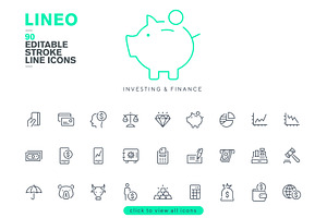 LINEO - 90 FINANCE ICONS