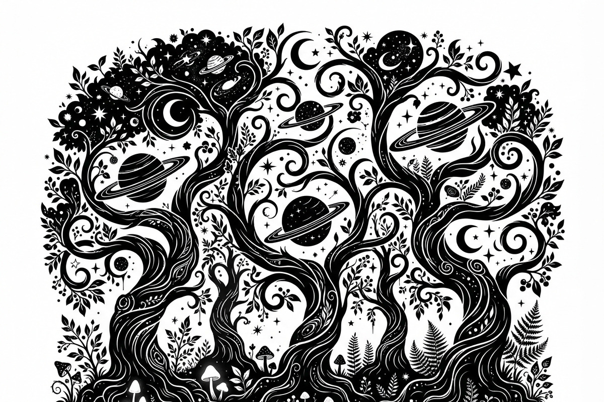 50 Mystical Galaxy Forest Silhouette, a Technology Illustration by Amazin_art (Photo 5 of 21)