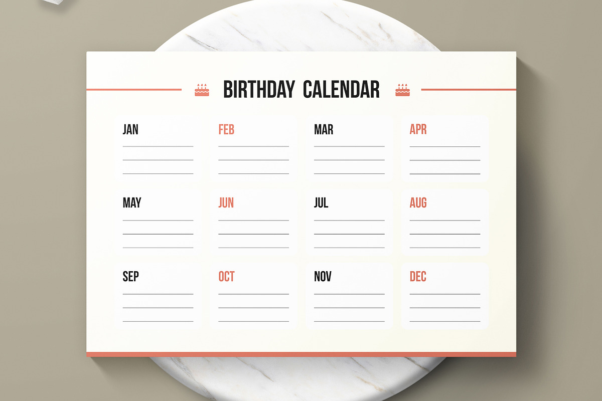 Birthday Calendar Layout, a Stationery Template by MightyDesign (Photo 3 of 6)