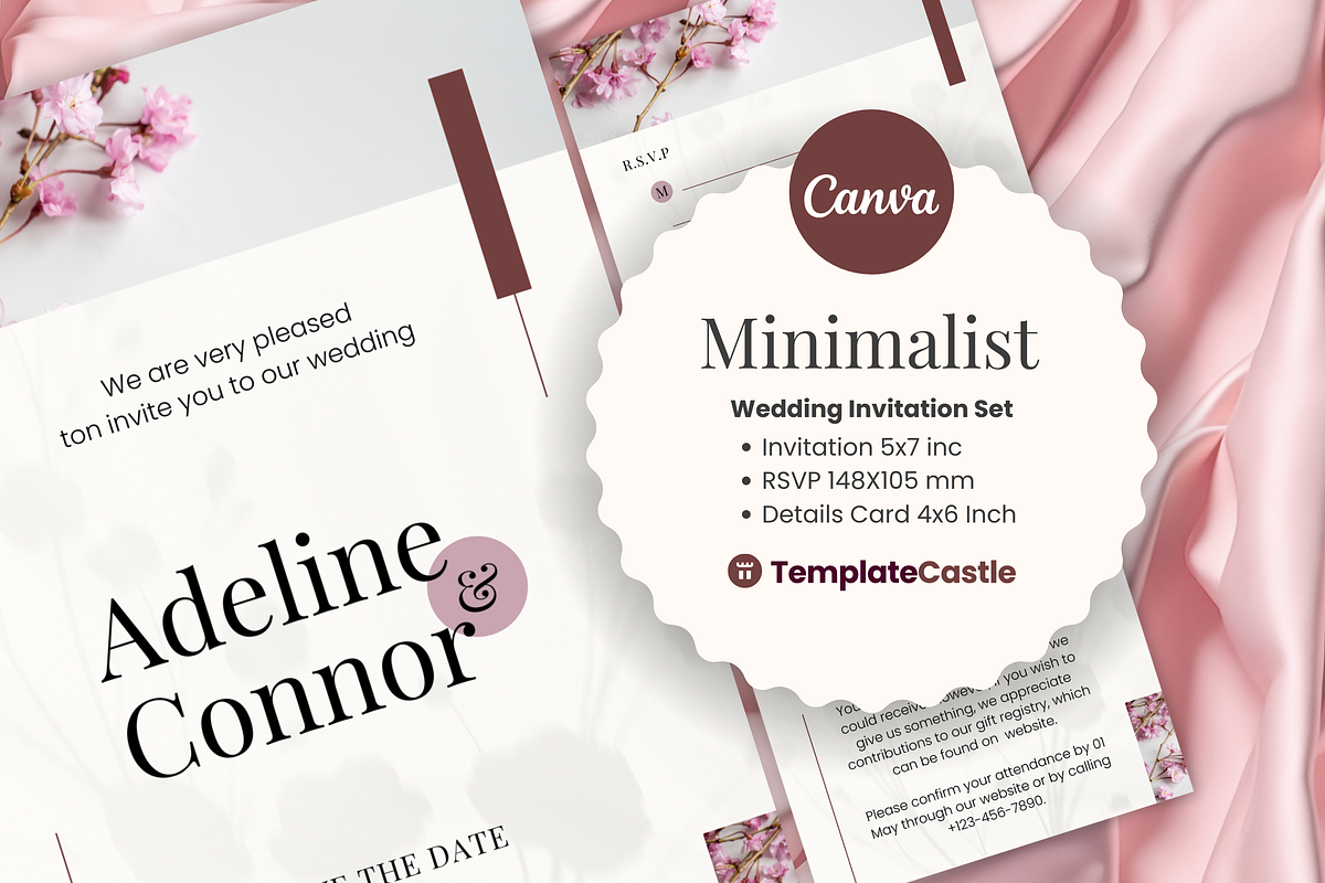 Floral Wedding Canva Template Set, an Invitation Template by TemplateCastleStore (Photo 2 of 9)
