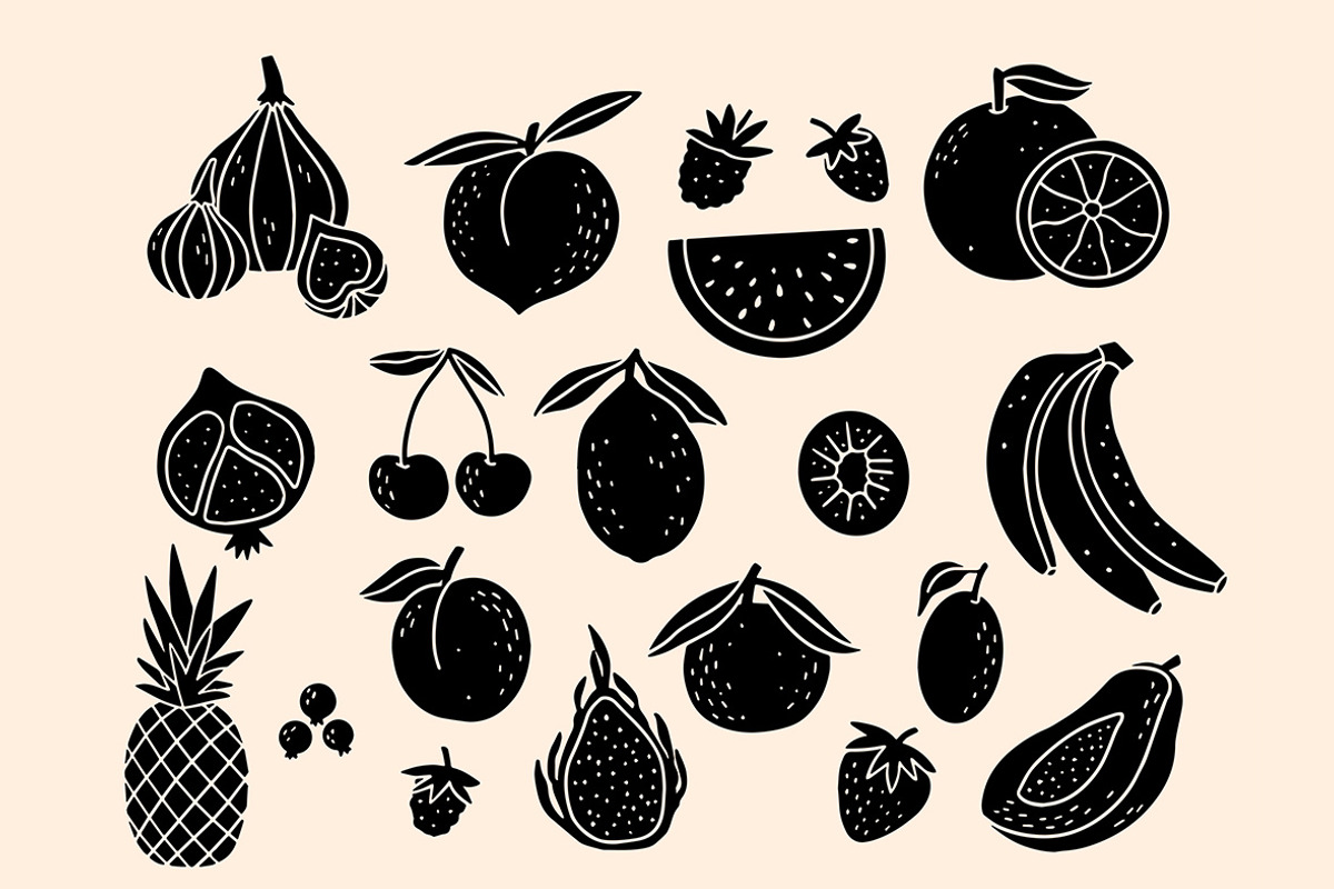 Linocut Fruits Linocut Bundle, an Illustration by ClayStudio (Photo 2 of 8)