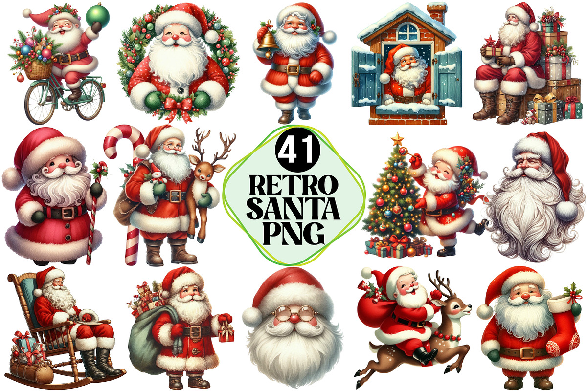 Retro Santa Clipart, an Illustration by Pixels.Craft (Photo 1 of 7)