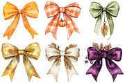 Watercolor Autumn Bow Clipart Bundle, an Illustration by Craft Nest (Thumbnail 2 of 6)