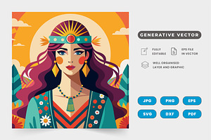 A woman with long red hair wearing a, a Graphic by SaroStock