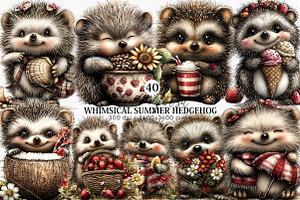 Whimsical Summer Hedgehog Clipart, a Seasonal Illustration by Canvas Craft