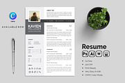Professional Resume CV Template, a Resume Template by Blackcloud_Creations (Thumbnail 1 of 8)