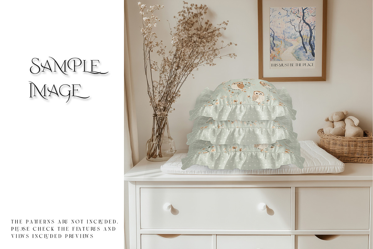 Stack of Ruffle Pillows Mockups, a Merchandise Mockup by mock-ups