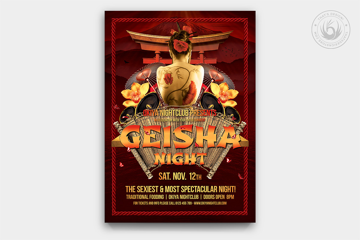 Geisha Night Flyer Template V1, a Flyer Template by ThatsDesignArt (Photo 1 of 7)