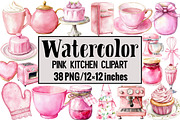 Pink Kitchen Clipart, an Illustration by Design Market (Thumbnail 1 of 3)