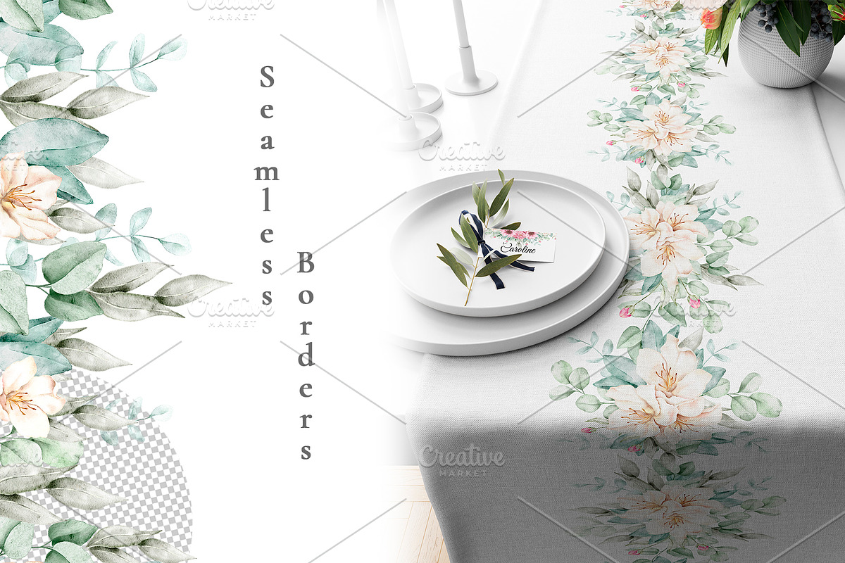 Watercolor Floral Clipart, a Decorative Illustration by Eves_Aquadreams (Photo 9 of 18)
