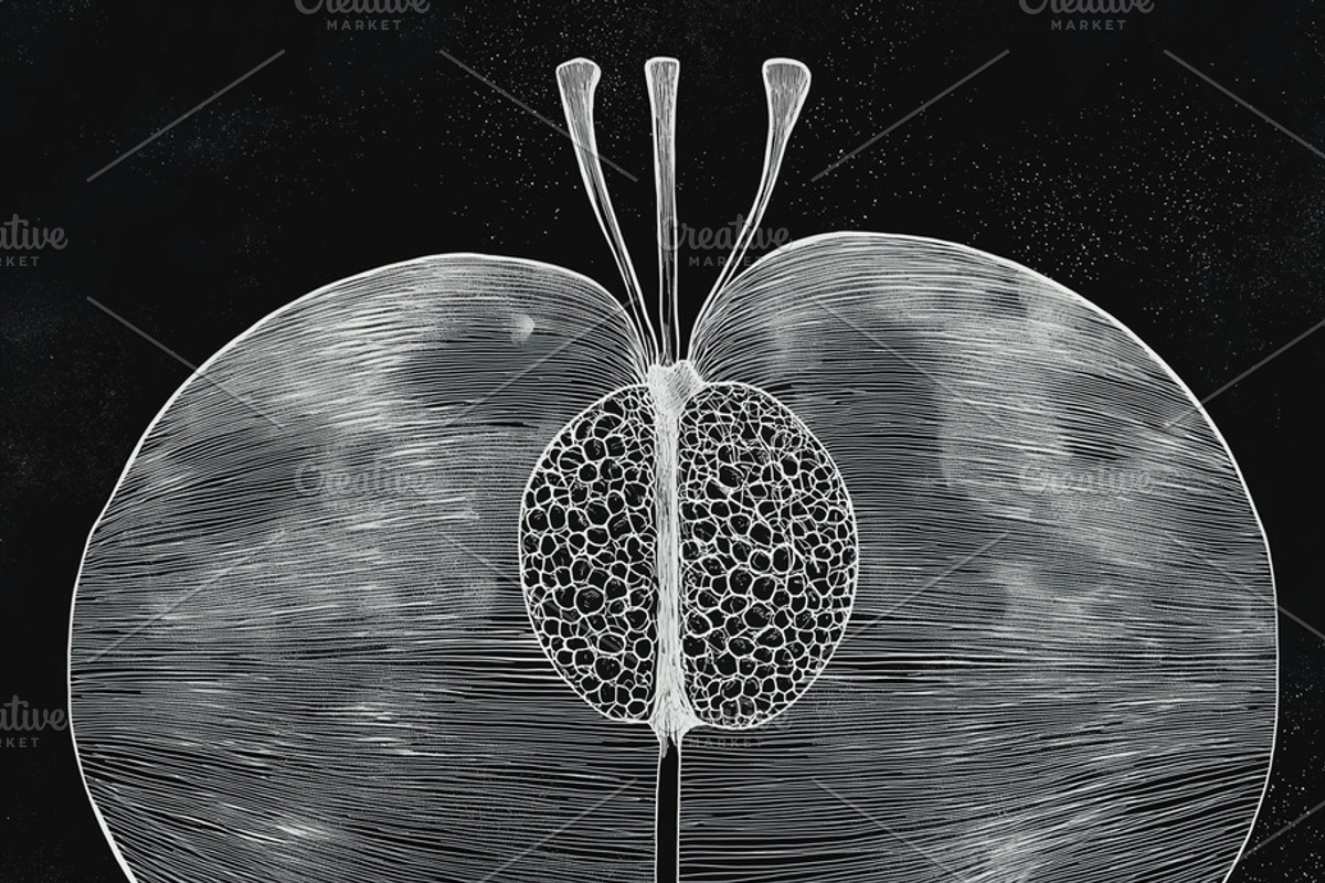 Abstract graphic art fruit, biology, an Education Illustration by Sybillla