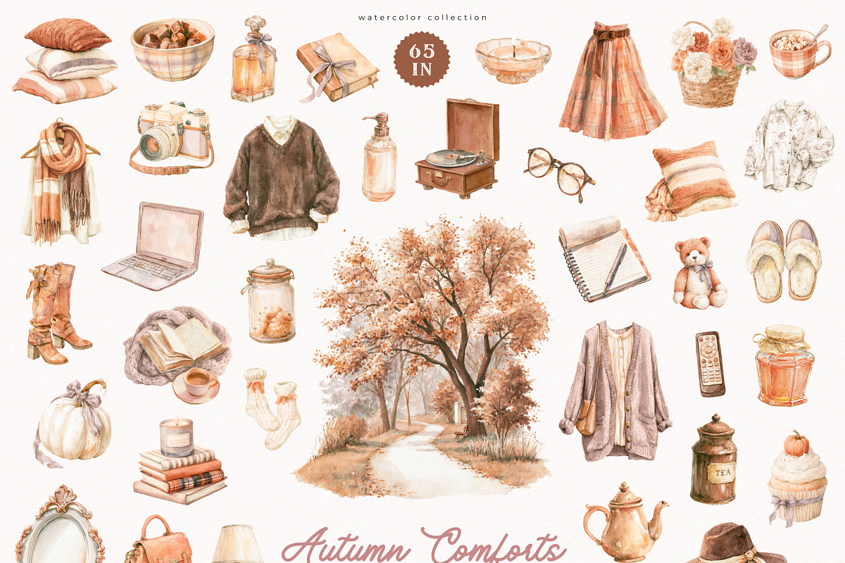 Autumn Comforts Collection, a Seasonal Illustration by PeDe Designs (Photo 3 of 20)