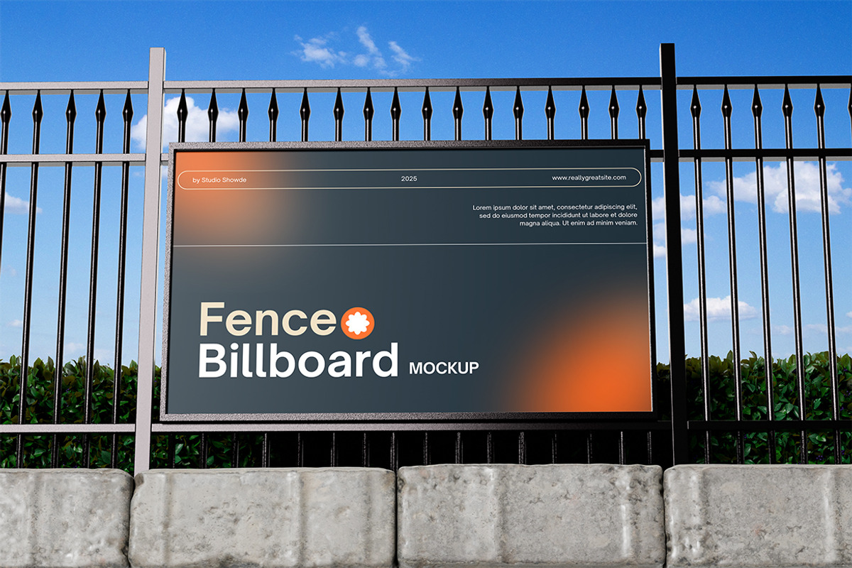 Fence Billboard Mockup, an Advertising Mockup by HanaSaka_Studio (Photo 3 of 5)