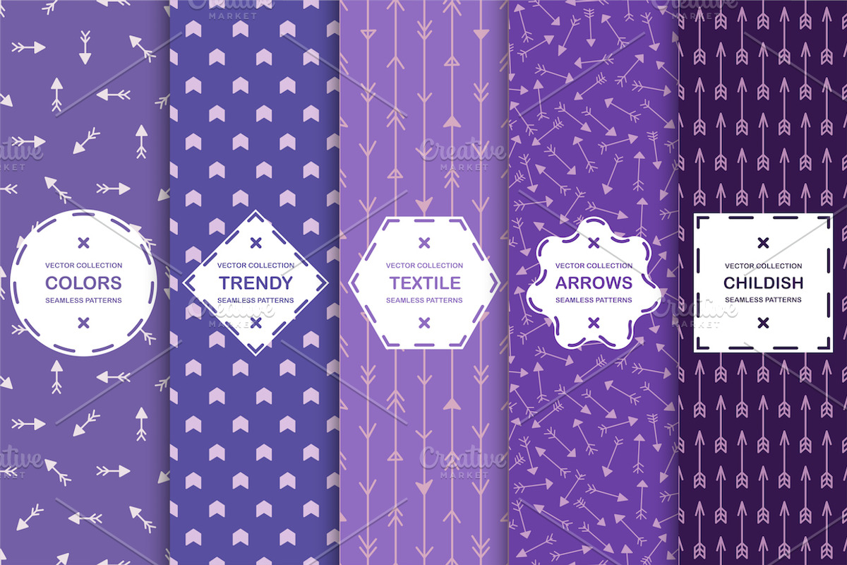 Purple seamless arrow patterns, a Pattern Graphic by ExpressShop (Photo 1 of 6)
