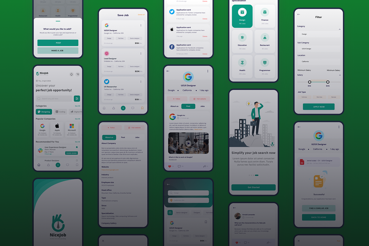 Nice Job - Job Finder App UI Kit, an UI Kit Template by piyush608 (Photo 5 of 8)
