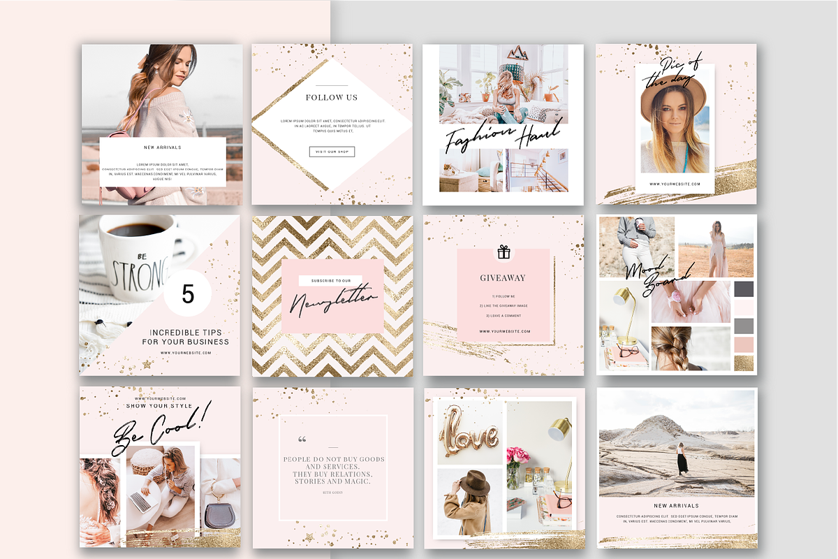 Shine and Glitter Instagram Pack, a Social Media Template by SilverMintDesign (Photo 3 of 5)