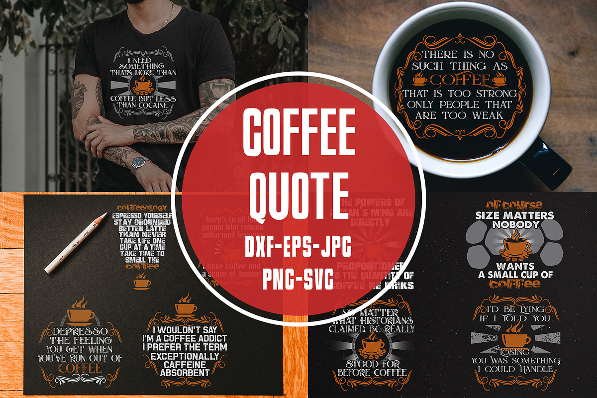Coffee Quotes SVG Cricut Vol2, a Decorative Illustration by Tosca Digital (Photo 1 of 5)