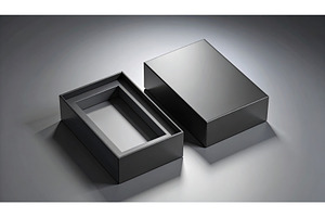 Minimalist black open box on a gray, a Background Photo by Igor Tichonow