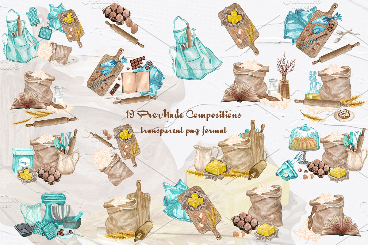 Baking Watercolor Set, a Food Illustration by BarvArt (Photo 13 of 16)
