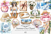 Watercolor Summer Chic Clipart, an Illustration by Design Market (Thumbnail 1 of 5)
