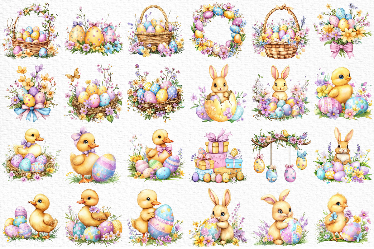 Watercolor Easter Clipart PNG, an Illustration by Craft Nest (Photo 6 of 12)