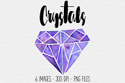 Purple Watercolor Crystal Clipart, an Illustration by TigerlilyDesignCo (Thumbnail 1 of 2)