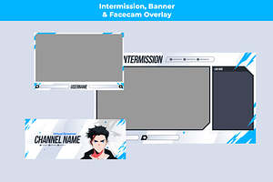 Blue Theme Anime Guy Stream Overlay