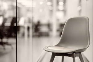 Minimalist wooden chair in modern interior, a Business Photo by AlyaAnd