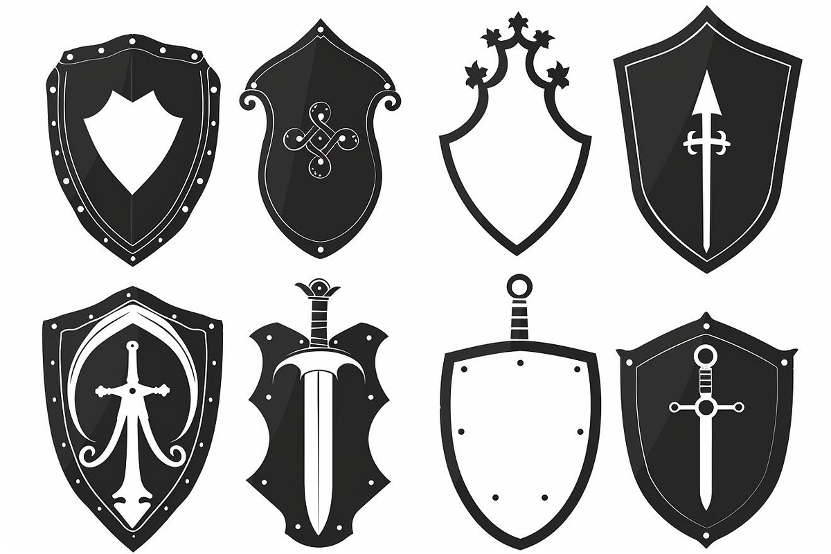 Medieval Shield Silhouette Bundle, an Illustration by balal (Photo 6 of 10)