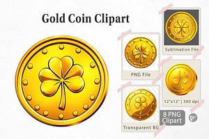 Gold Coin Clipart, a Graphic by Artnoy