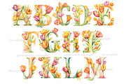 Tulips Alphabet Clipart | Flowers, a Decorative Illustration by GlamArtZhanna (Thumbnail 3 of 6)