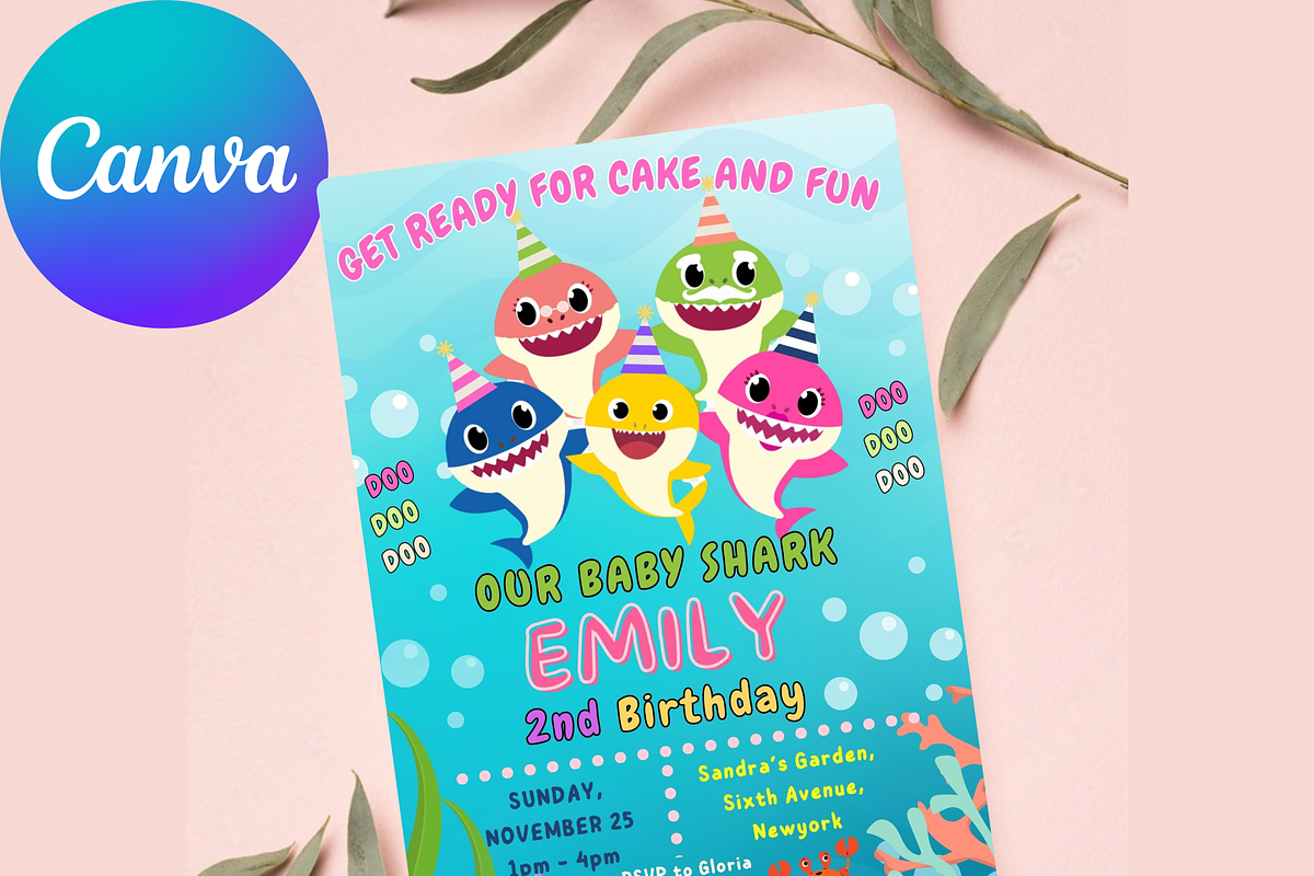 Personalized Baby Shark Invite, an Invitation Template by GlamPartyInvites (Photo 8 of 10)