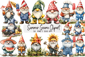 Summer Gnome Clipart, a Seasonal Illustration by DreamArtGraphic