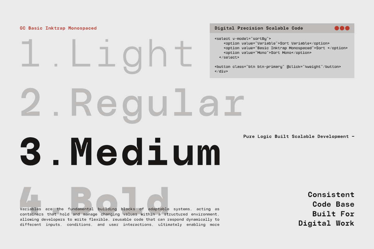 GC Basic Inktrap - Monospace, a Sans Serif Font by Glyphonic (Photo 6 of 15)