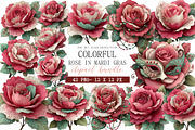 Colorful Rose in Mardi Gras Clipart, an Illustration by DreamArtGraphic (Thumbnail 1 of 4)