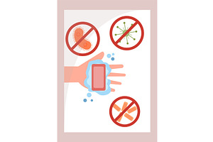 killing bacteria on hands with soap, a Food Illustration by vectorpointstudio