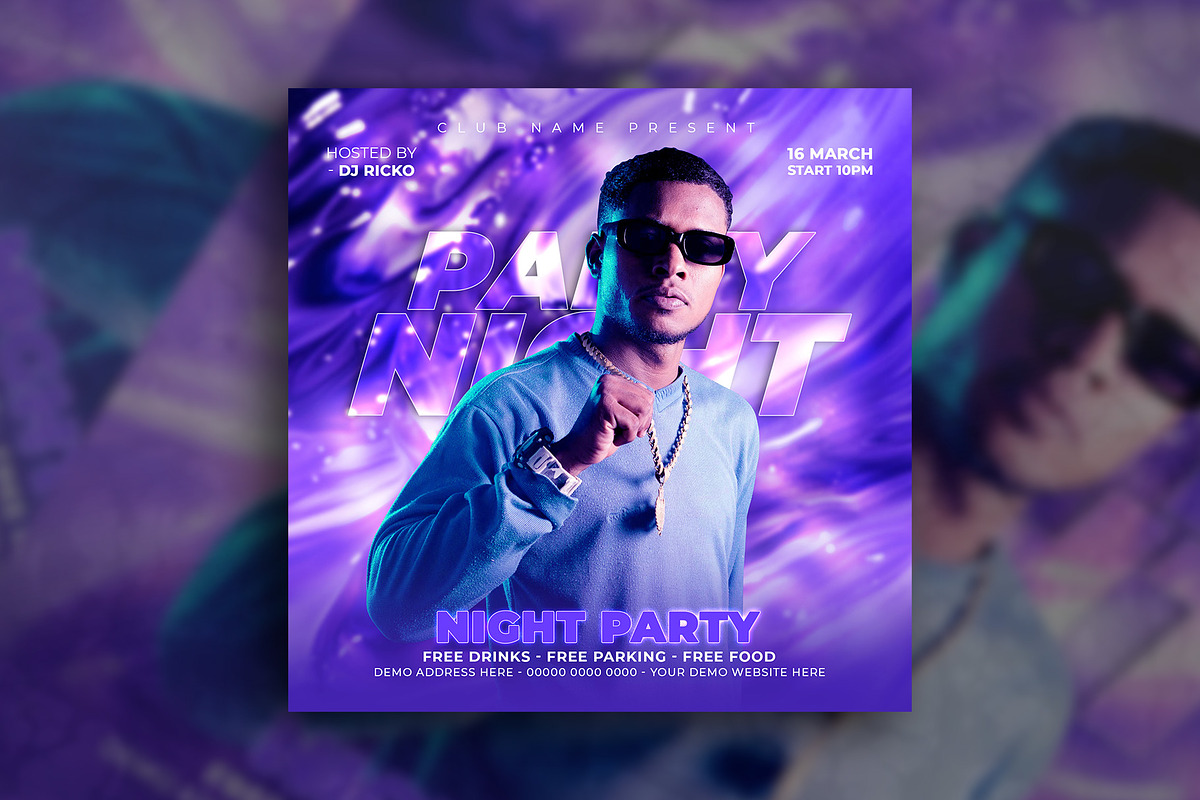 Night club party flyer post template, a Social Media Template by Tanmoy Topu (Photo 5 of 11)