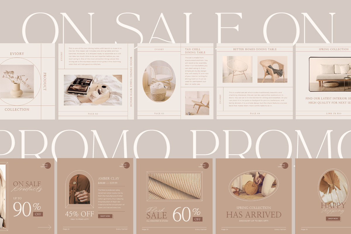 Neutral Carousel Instagram CANVA PS, a Social Media Template by Eviory