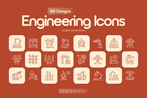 Engineering Icon Set, an Outline Icon by Prosymbols