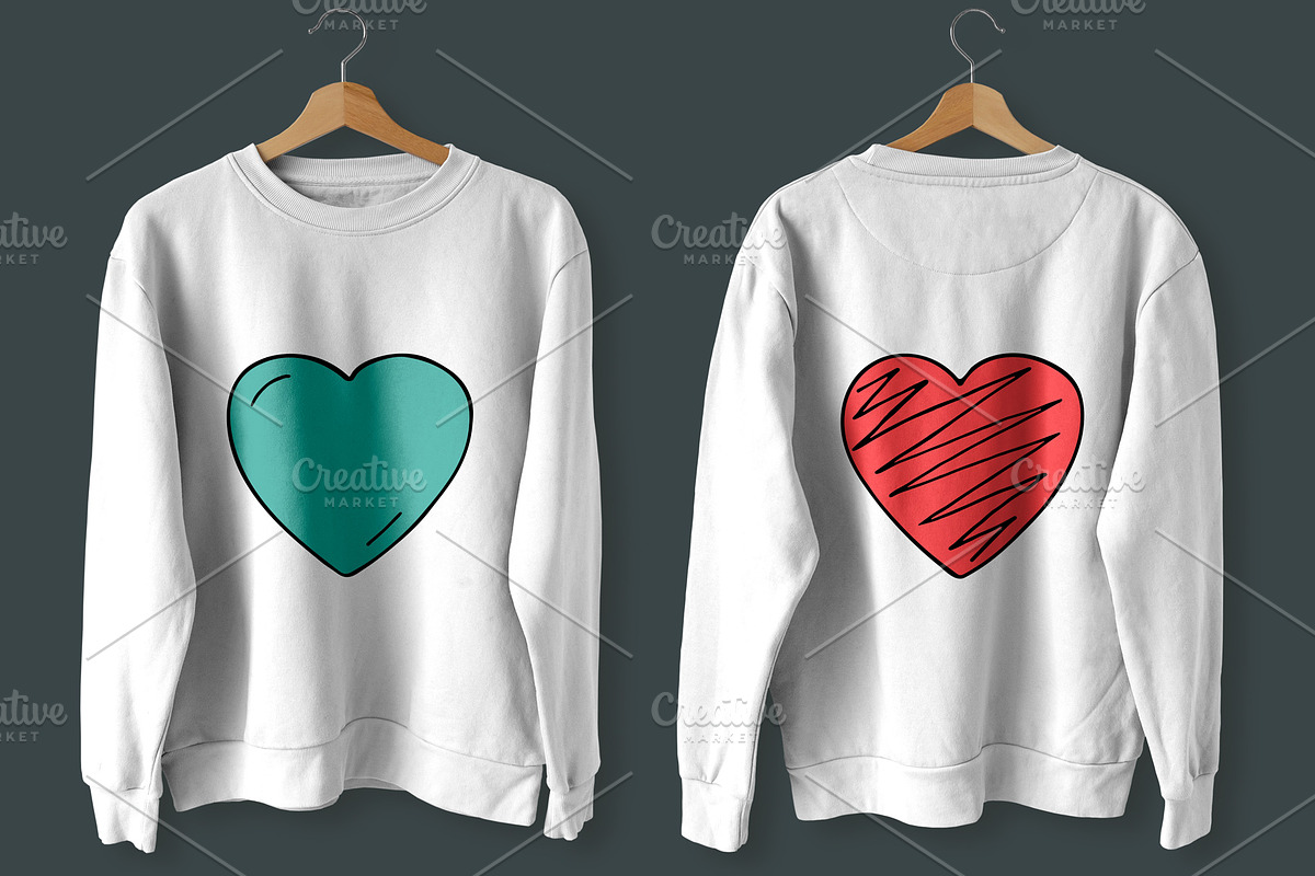 Color drawing hearts in doodle style, a Decorative Illustration by ExpressShop (Photo 3 of 6)