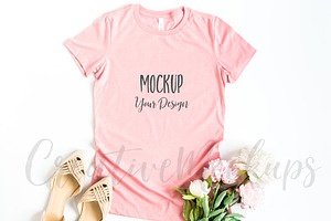 Heather Pink Ladies Shirt Mockup