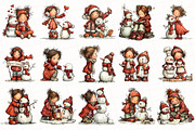 Christmas Girl & Snowman Clipart, an Illustration by OK Design (Thumbnail 3 of 6)